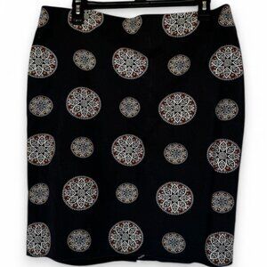 Ann Taylor Factor Black Patterned Pencil Skirt Women 10